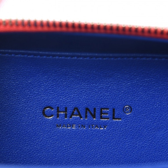 Chanel  Caviar Quilted Small CC Filigree Vanity Case Blue White Red - Picture 5 of 11